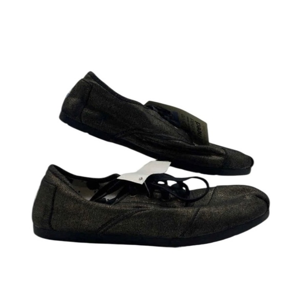 NEW! TOMS Women’s Gold Metallic Linen Cordones Casual Sneakers Size 8 - Picture 3 of 5